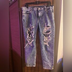 Express Light Blue Distressed Boyfriend Jeans